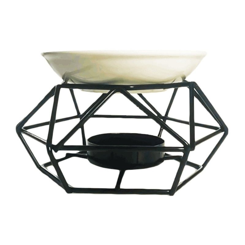 Black Geometric Ceramic Essential Oil/Wax Melt Burner Warmer